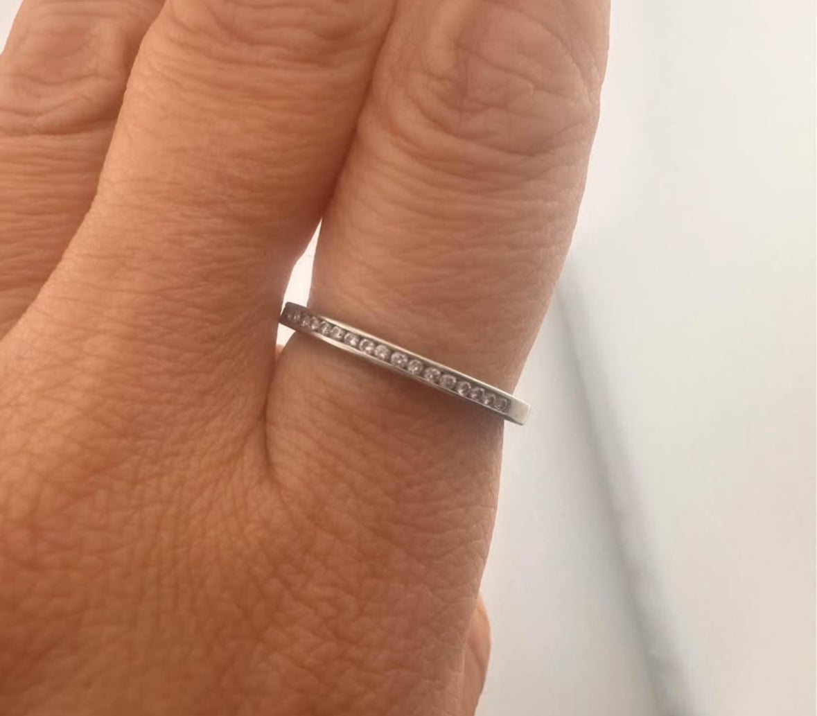 channel set 28 diamond white 14k ring