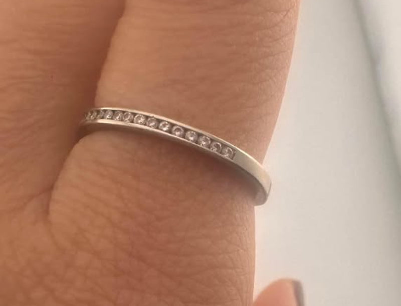 channel set 28 diamond white 14k ring