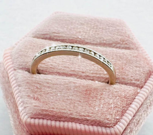 channel set 28 diamond white 14k ring