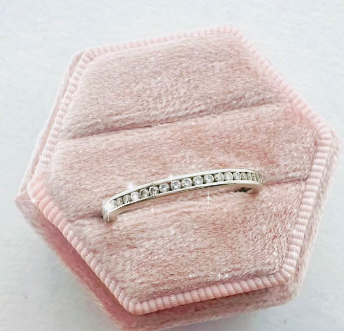 channel set 28 diamond white 14k ring