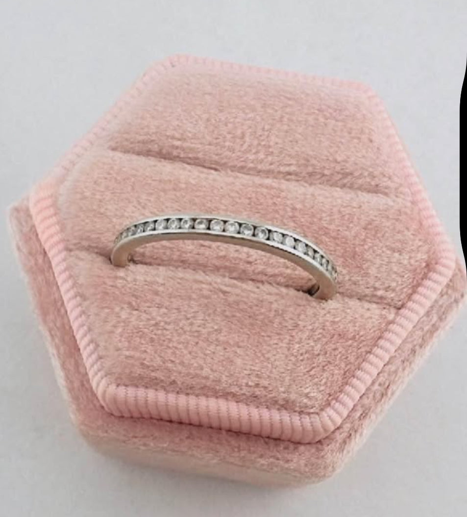 channel set 28 diamond white 14k ring