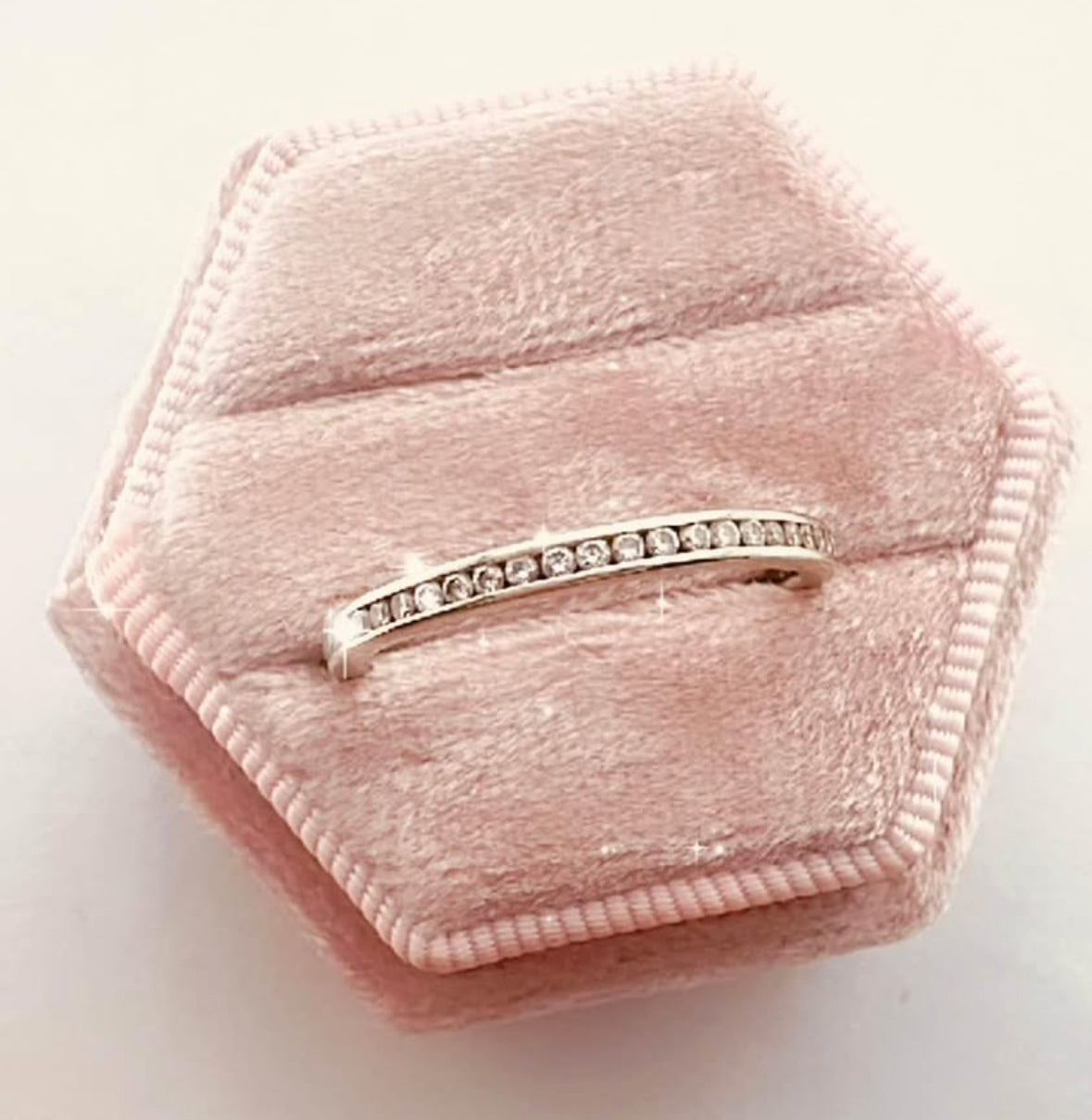 channel set 28 diamond white 14k ring