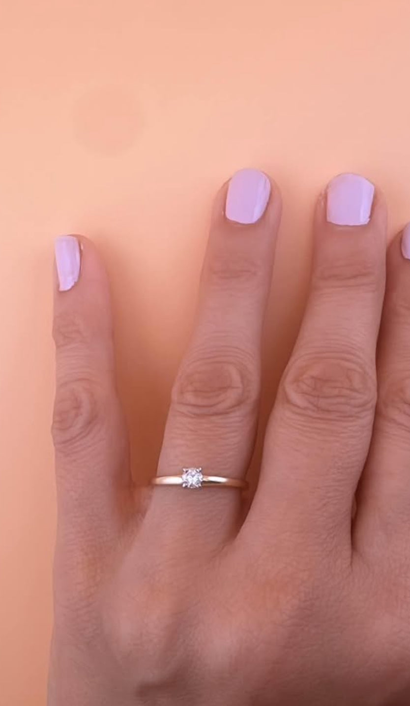 Solitaire gold and diamond 14K YELLOW