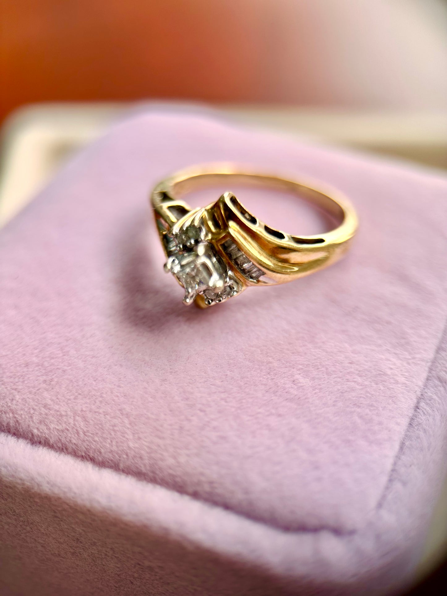 Vintage Diamond Cluster Ring with Hidden Message