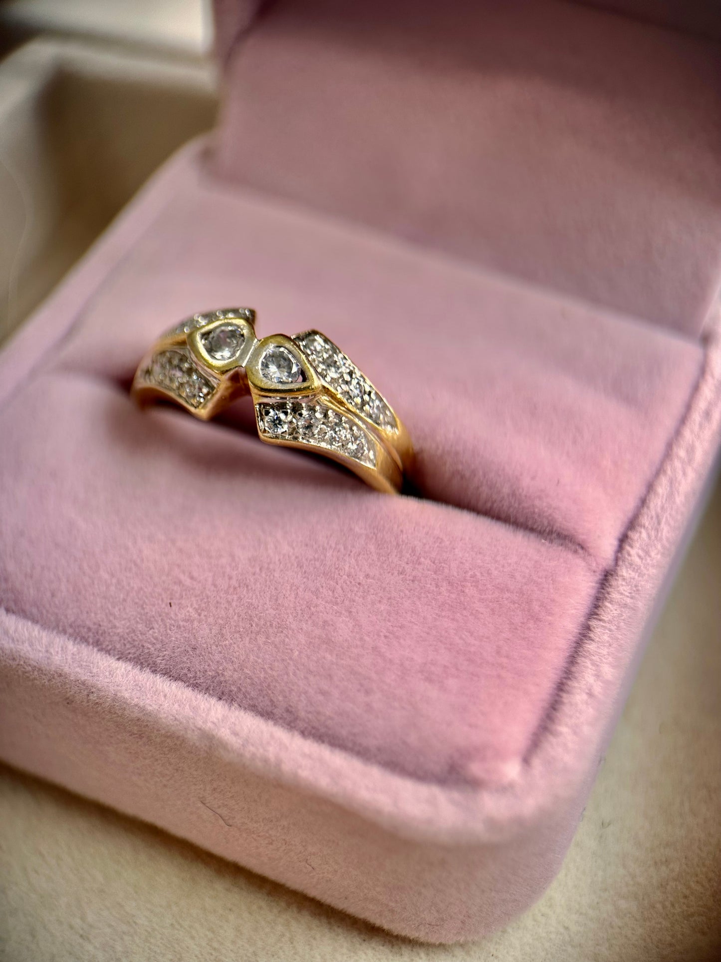 Two solitaire gold and diamond Ring