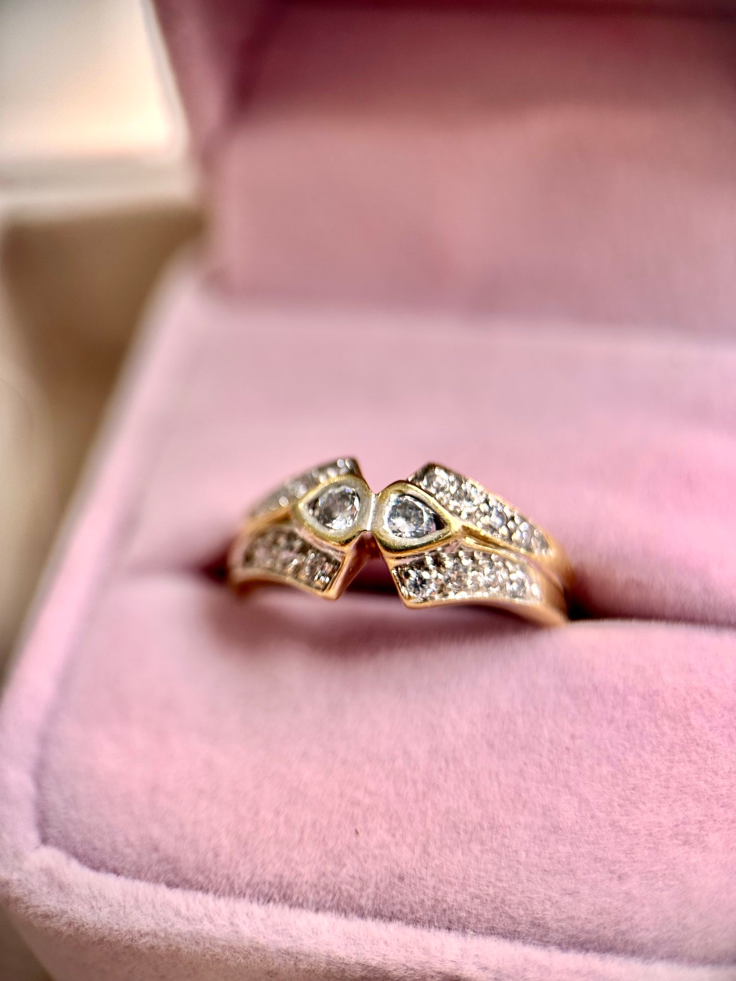 Two solitaire gold and diamond Ring