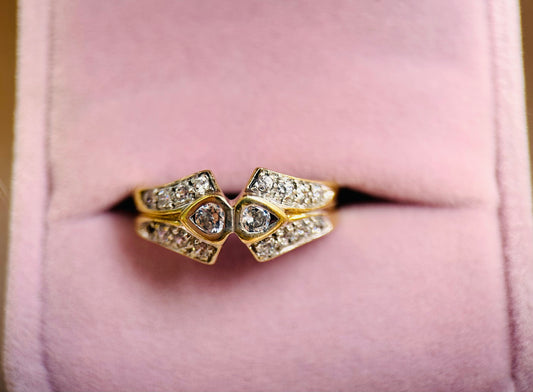 Two solitaire gold and diamond Ring